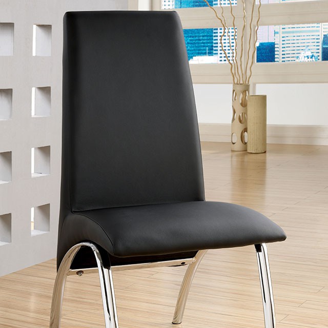 Furniture Of America Wailoa Contemporary Black Side Chair (2/Box) Model CM8370BK-SC-2PK