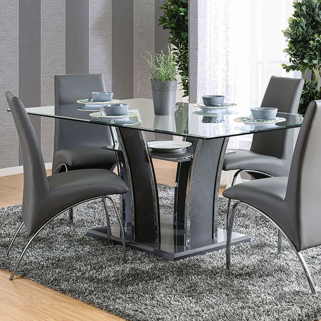 Furniture Of America Glenview Contemporary Gray/Chrome Dining Table, Gray Model CM8372GY-T-TABLE