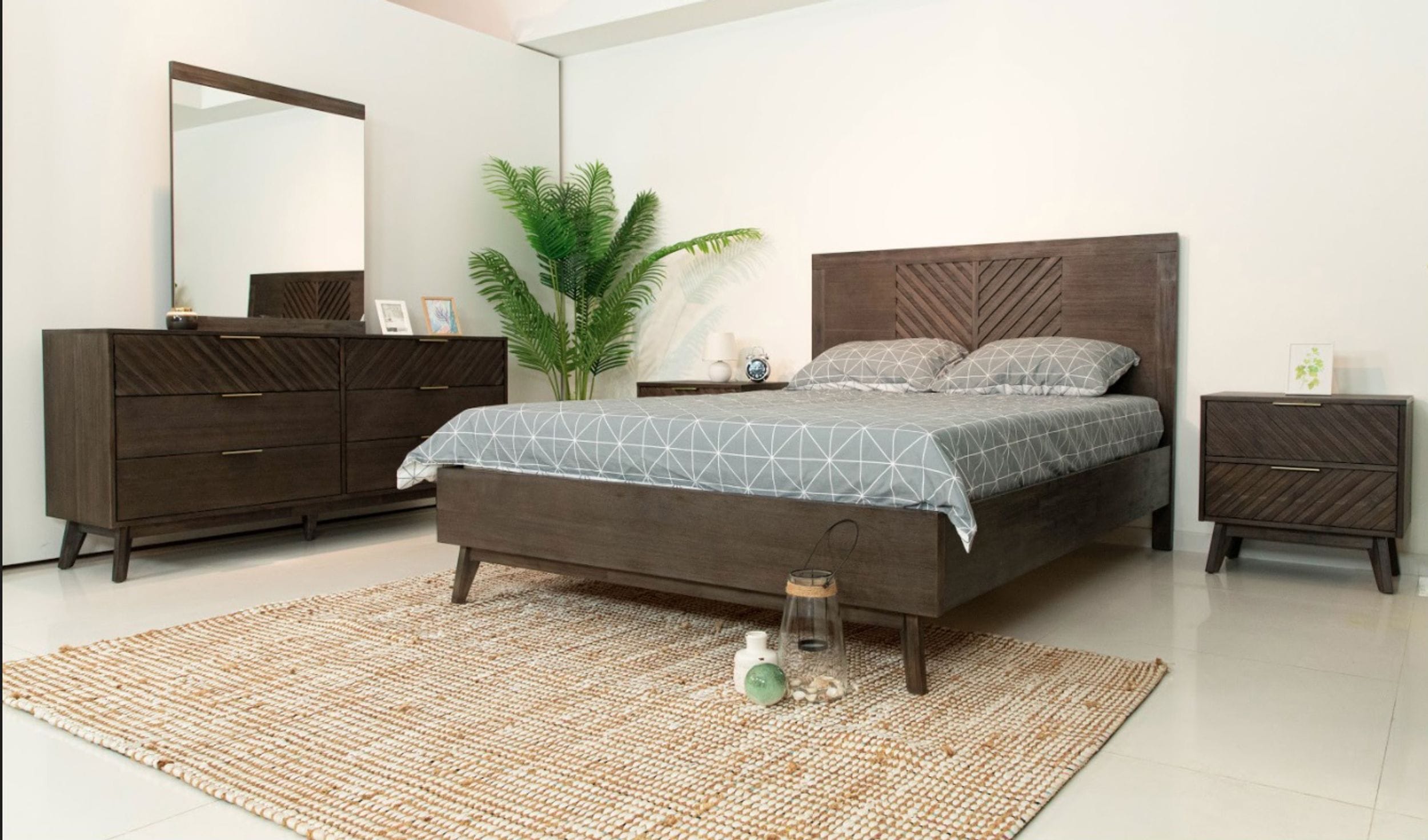 LA Furniture Eastern King Daisy Mid-Century Dark Acacia Bed VGWDKYOTO-BED-EK Contemporary Style by Vig Furnitrue Number 77662 Catch Home Goods