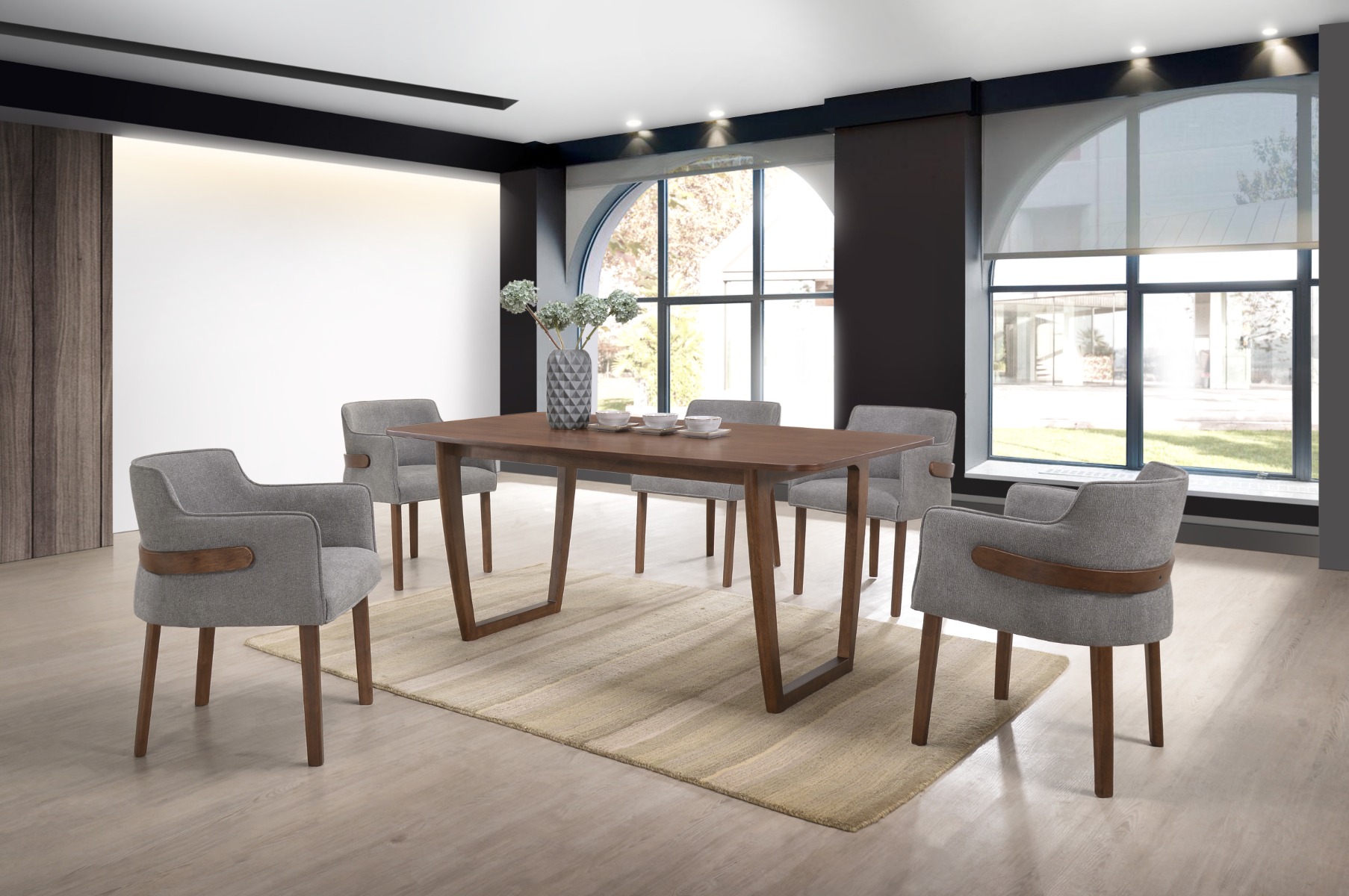 LA Furniture Jordan Modern Walnut & Grey Dining Set VGMAJORDAN-SET-2 Contemporary Style by Vig Furnitrue Number 74186 Catch Home Goods