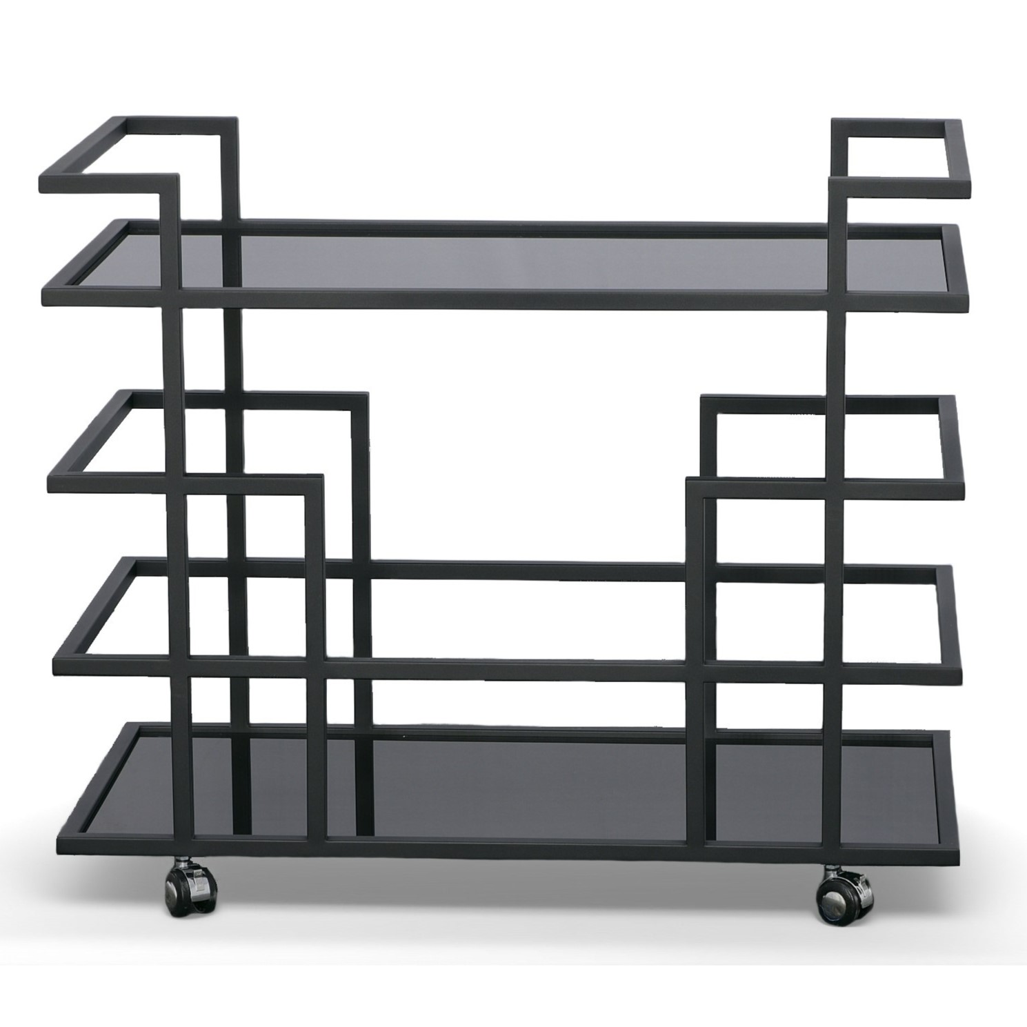 LA Furniture Deakin Black Stainless Steel and Black Glass Wine Rack VGHB-01W4-BLK Contemporary Style by Vig Furnitrue Number 80307 Catch Home Goods