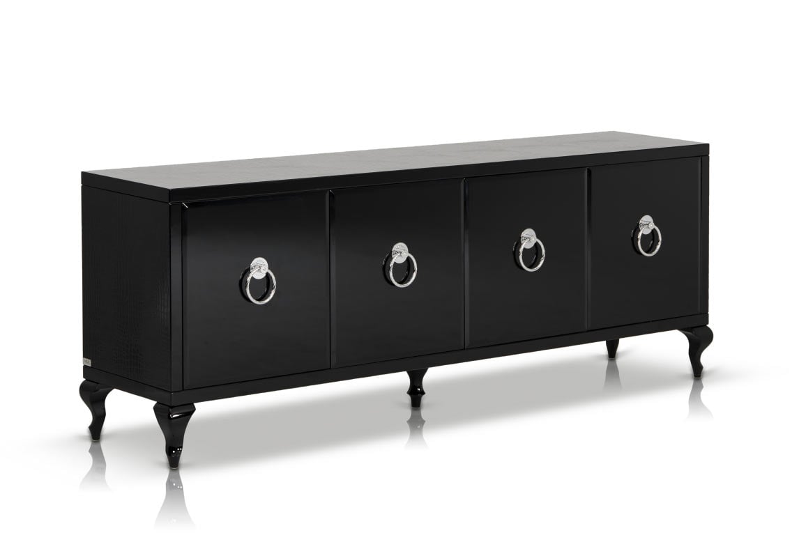 LA Furniture Bellagio Transitional Black Crocodile Lacquer Buffet VGUNRC107-240 Contemporary Style by Vig Furnitrue Number 14953A Catch Home Goods