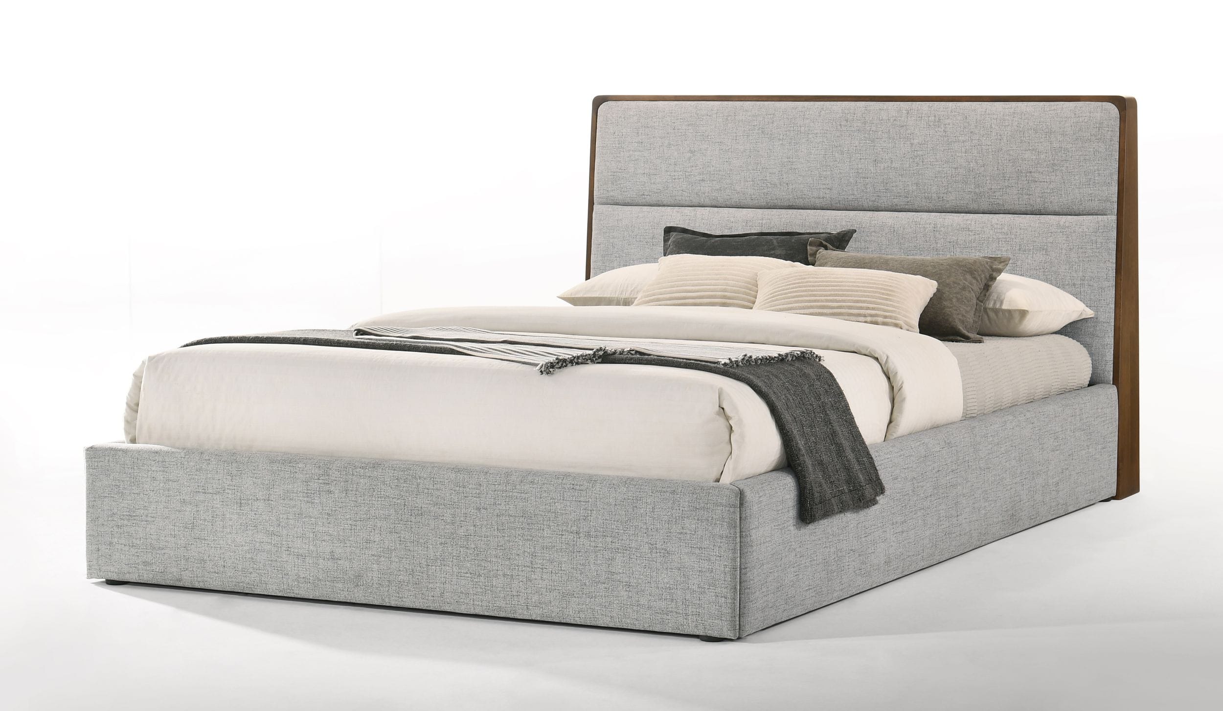 LA Furniture Dustin Eastern King Modern Grey Fabric & Walnut Trimmed Bed VGMABR-99-BED-EK Contemporary Style by Vig Furnitrue Number 77542 Catch Home Goods