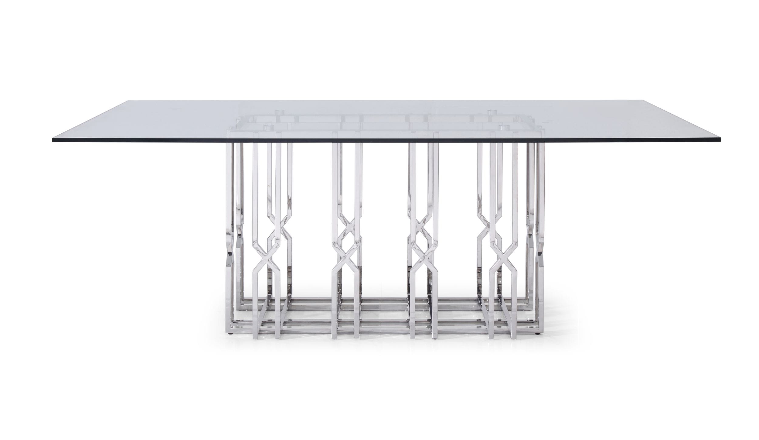 LA Furniture Ericson Modern Glass & Stainless Steel Dining Table VGVCT1980-22-GRY-DT Contemporary Style by Vig Furnitrue Number 76869 Catch Home Goods