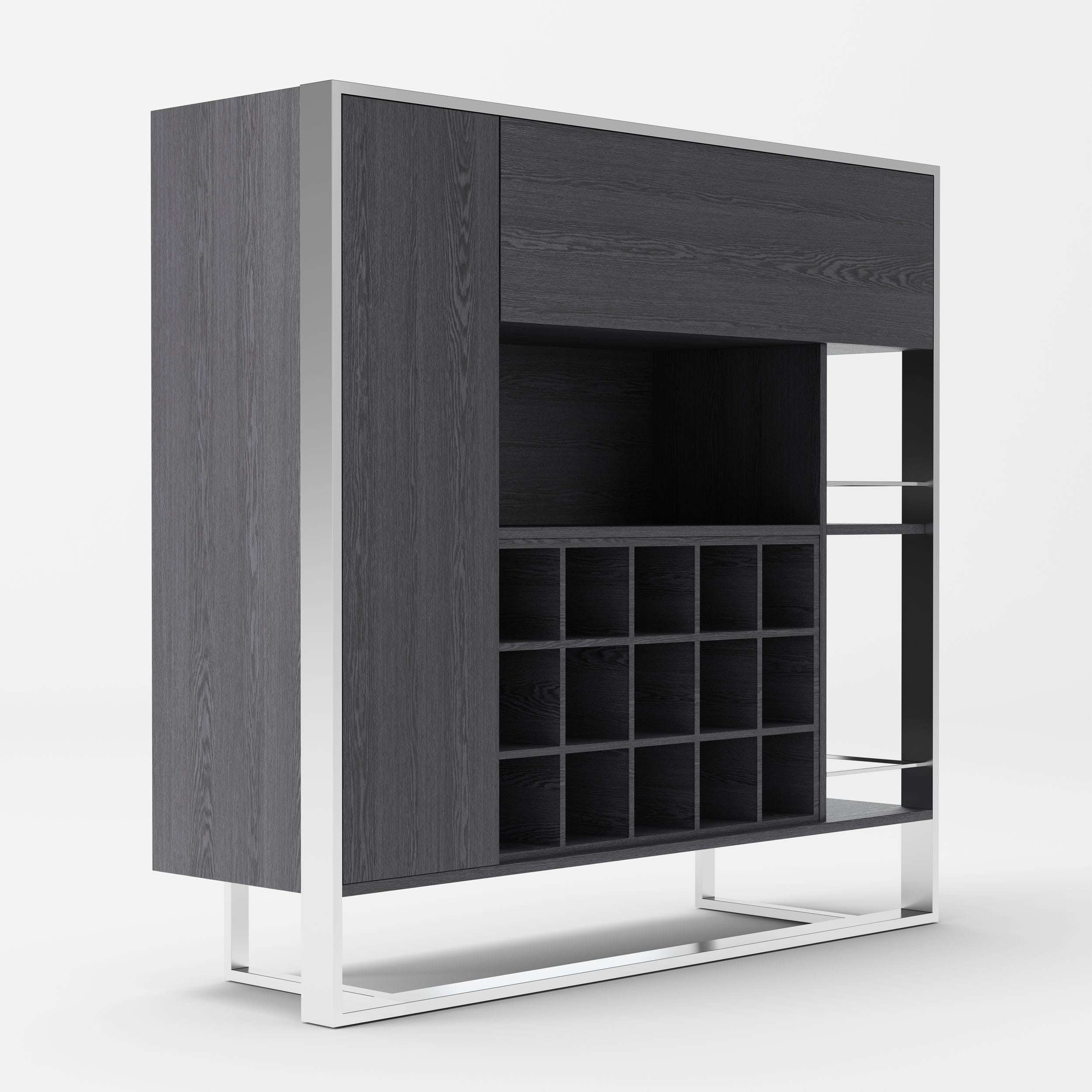 LA Furniture Fauna Elm Grey & Stainless Steel Wine Cabinet VGBBBN-2W-CAB Contemporary Style by Vig Furnitrue Number 77973 Catch Home Goods