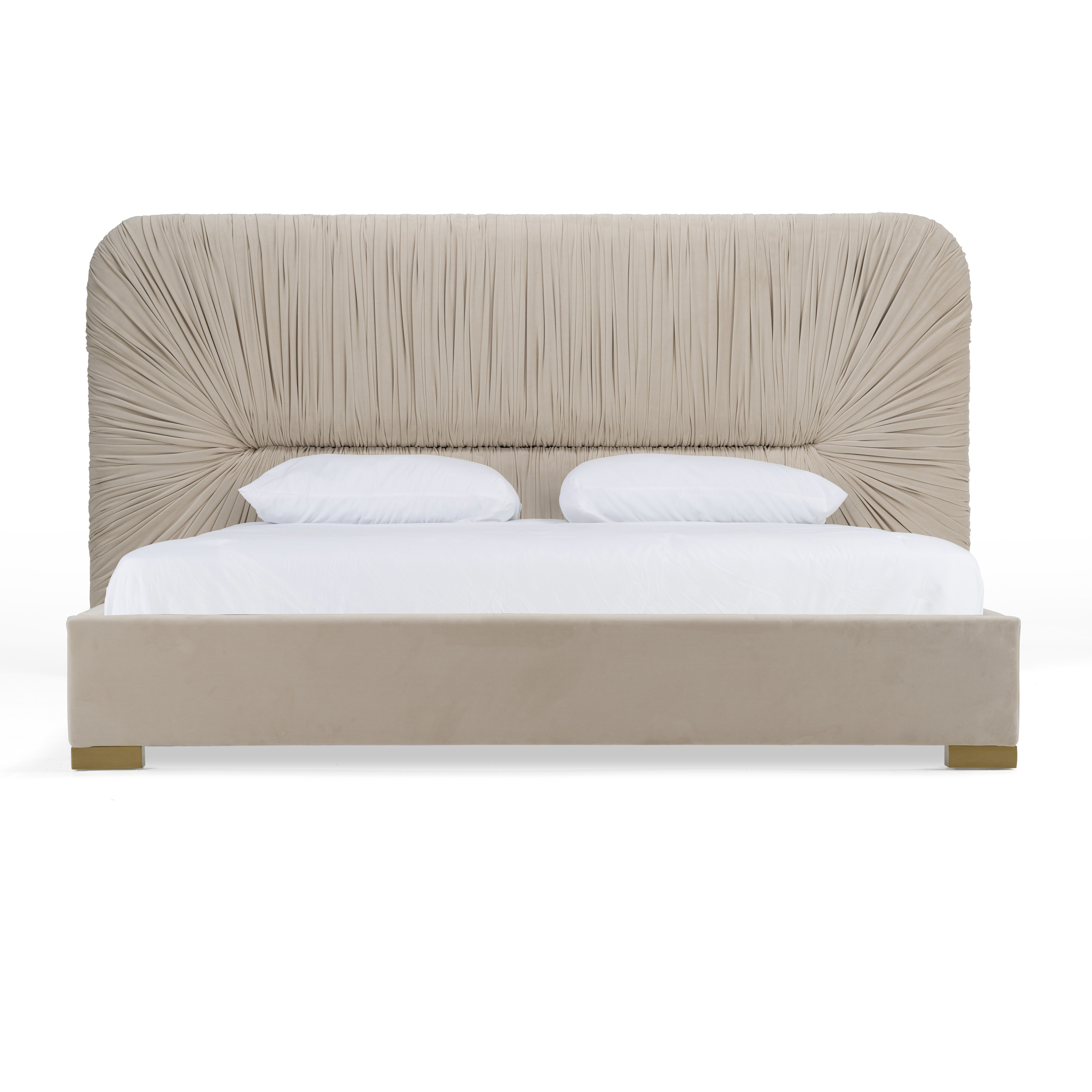LA Furniture Queen Florence Modern Beige Velvet + Gold Bed VGVC-BD2410-BED-Q Contemporary Style by Vig Furnitrue Number 82783 Catch Home Goods