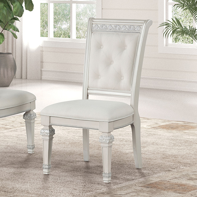 Furniture Of America Stella Mia Traditional Ivory Side Chair (2/Ctn) Model FM31000WH-SC-2PK