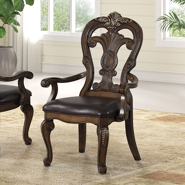 Furniture Of America Leovanni Traditional Dark Brown Arm Chair (2/Ctn) Model FM31003DB-AC-2PK