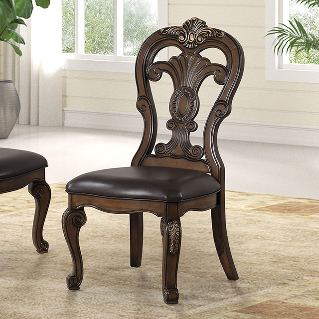 Furniture Of America Leovanni Traditional Dark Brown Side Chair (2/Ctn) Model FM31003DB-SC-2PK
