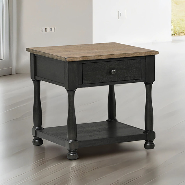 Furniture Of America Neue Mills Modern Farmhouse Weathered Black/Brown End Table Model FM40009BK-E