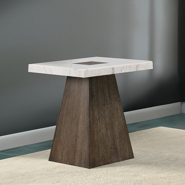 Furniture Of America Grasten Contemporary Dark Walnut/White Square End Table Model FM4332DB-E