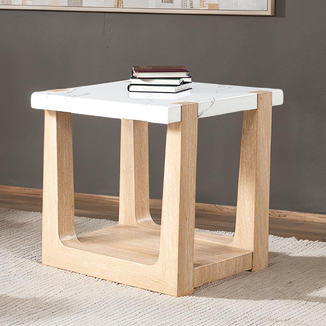 Furniture Of America Sundbry Modern Contemporary White/Natural End Table Model FM44010NT-E