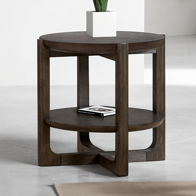 Furniture Of America Vellara Transitional Dark Walnut End Table W/ Wood Top Model FM44020DW-ER-WT