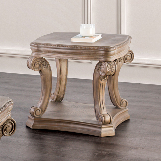 Furniture Of America Seven Oaks Traditional Weathered Oak End Table Model FM4518AK-E