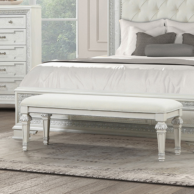 Furniture Of America Stella Mia Traditional Creamy White Bench Model FM70000WH-BN
