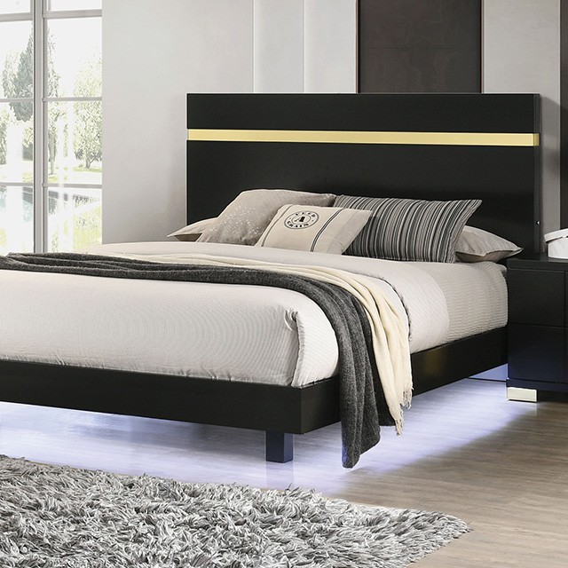 Furniture Of America Lillestrom Contemporary Black/Gold Bed Model FM7217BK-Twin Bed