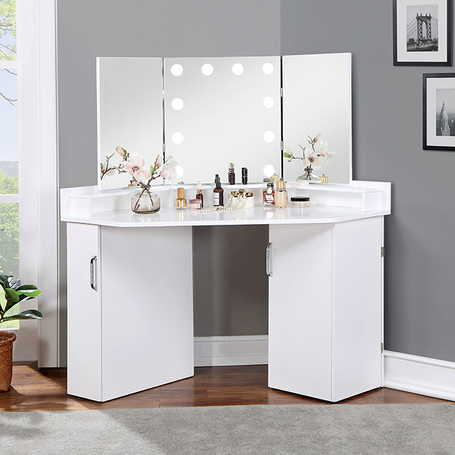 Furniture Of America Lorybelle Glam White Vanity Model FOA-DK5134WH-PK-MIRROR
