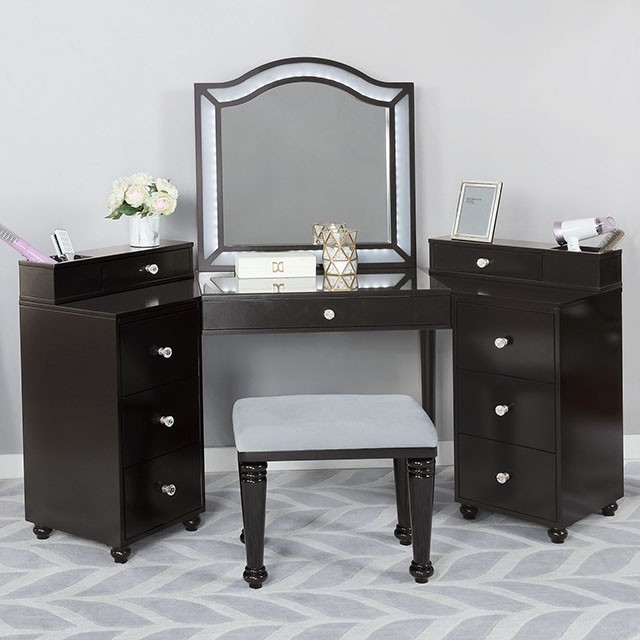 Furniture Of America Tracie Glam Obsidian Gray Vanity Set Model FOA-DK5686DG-PK