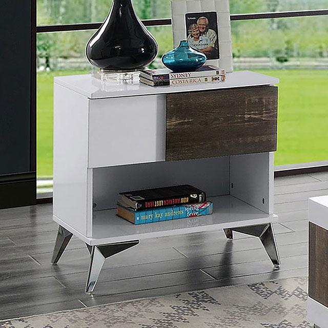 Furniture Of America Corinne Contemporary White/Distressed Dark Oak End Table Model FOA4535E
