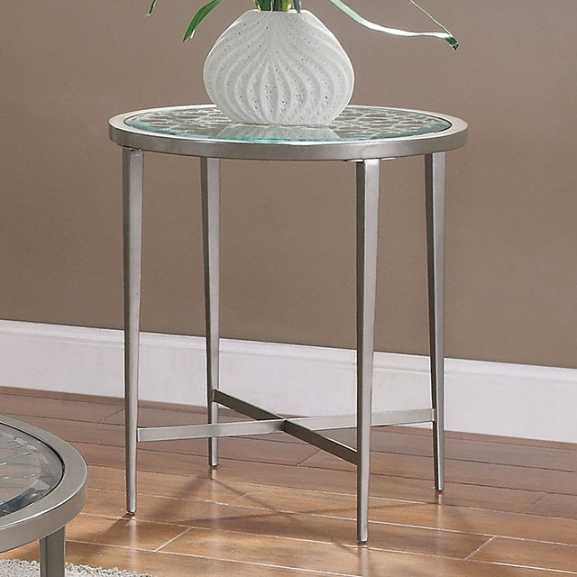 Furniture Of America Freja Contemporary Silver End Table Model FOA4743E