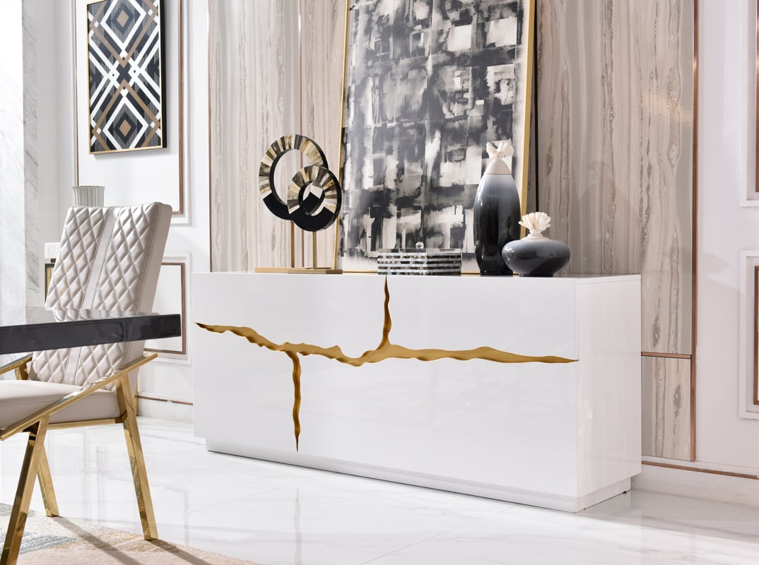 LA Furniture Aspen Modern White & Gold Buffet VGVCG1808-WHT Contemporary Style by Vig Furnitrue Number 75040 Catch Home Goods