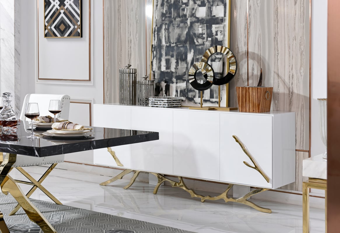 LA Furniture Legend Modern White & Gold Buffet VGVCG8111-WHTGLD Contemporary Style by Vig Furnitrue Number 73909A Catch Home Goods