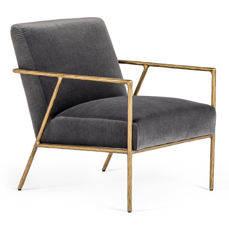 LA Furniture Gibbons Modern Grey Velvet + Forged Gold Accent Chair VGMY-2721-GRY Contemporary Style by Vig Furnitrue Number 81797 Catch Home Goods