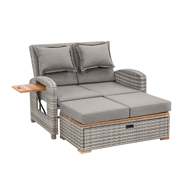 Furniture Of America Bahia Tobago Contemporary Gray Reclining Chaise Lounge Model GM-1009GY-BENCH