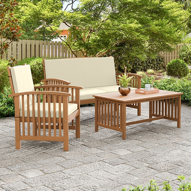 Furniture Of America Kyushu Rustic Beige/Natural 3 Pc. Patio Set Model GM-1022BG-3PC-CHAIR
