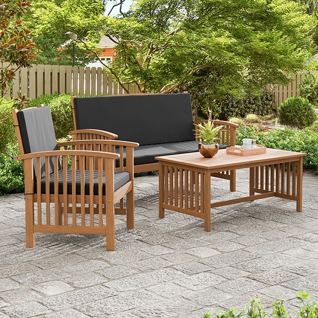 Furniture Of America Kyushu Rustic Black/Natural 3 Pc. Patio Set Model GM-1022BK-3PC