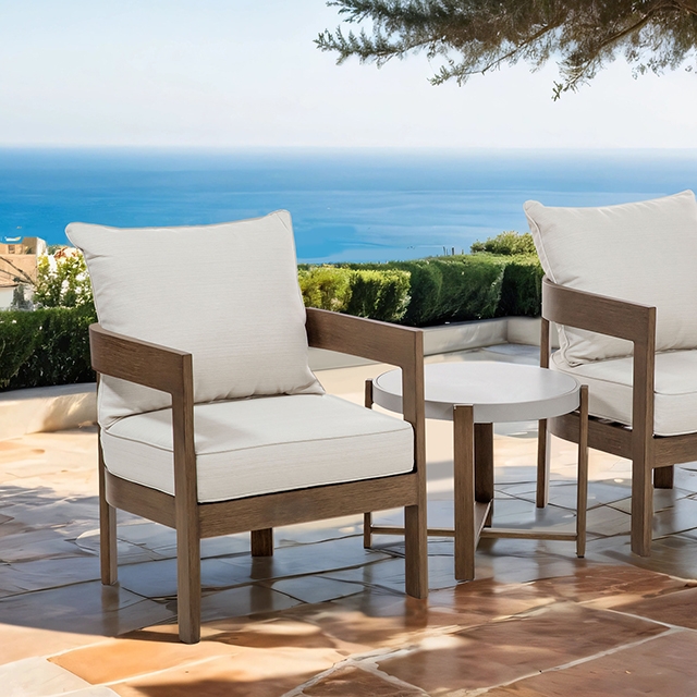 Furniture Of America Lotus Contemporary Natural Tone/Beige 3-Pc Patio Set Model GM-1024NT-3PK-CHAIR