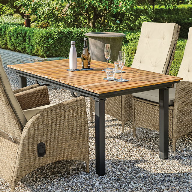 Furniture Of America Mackay Contemporary Gun Metal/Natural Patio Dining Table Model GM-2001