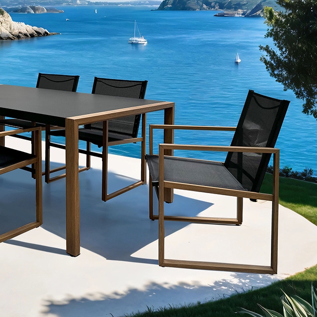 Furniture Of America Oswego Contemporary Black/Natural 8 Pc. Outdoor Dining Set Model GM-2040-7PC-Chair