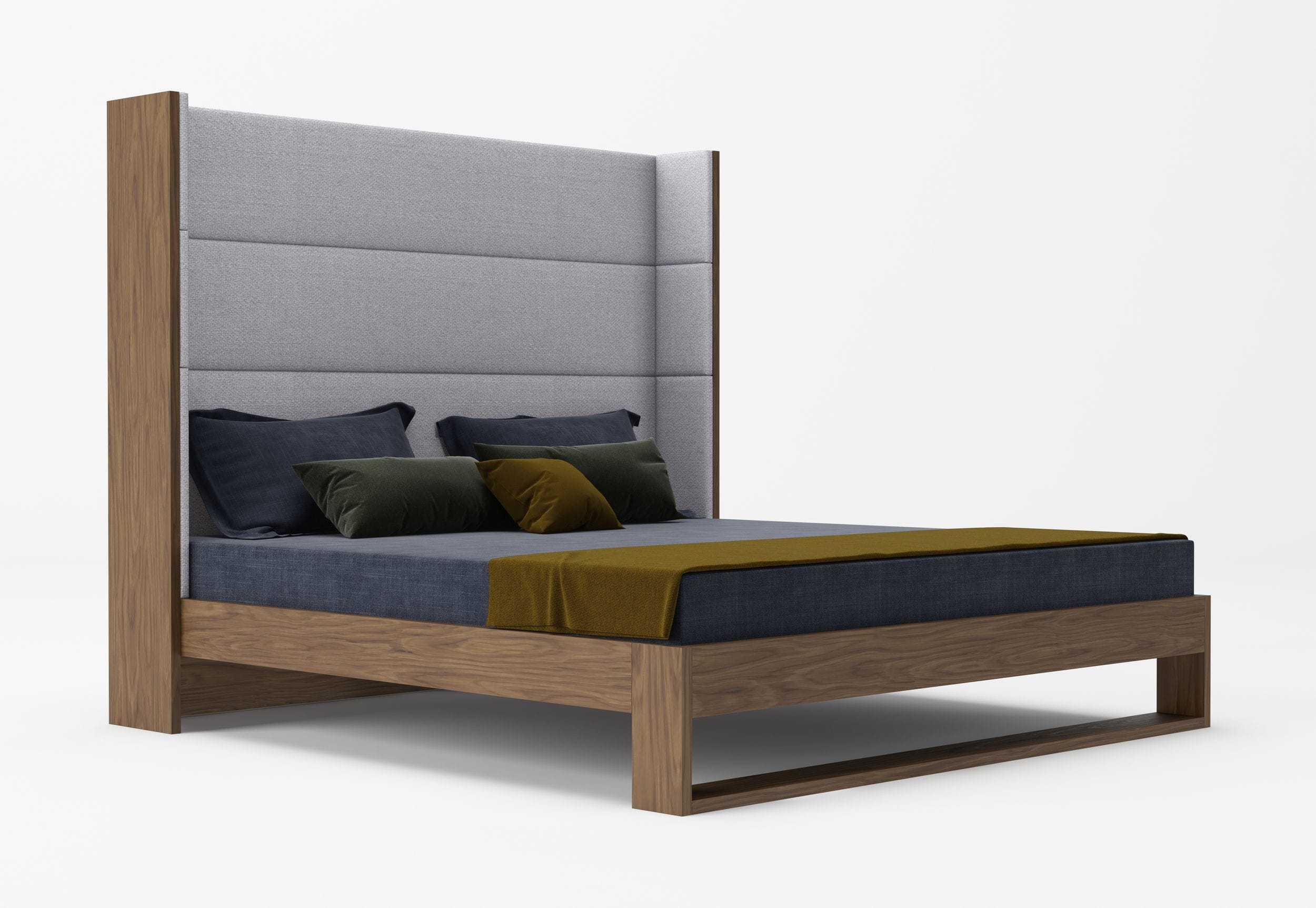 LA Furniture Eastern King Heloise Contemporary Grey Fabric & Walnut Trim Bed VGBBMA1502-BED-EK Contemporary Style by Vig Furnitrue Number 77929 Catch Home Goods