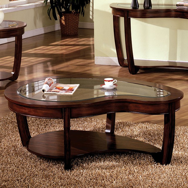 Furniture Of America Crystal Falls Transitional Dark Cherry Coffee Table Model CM4336C