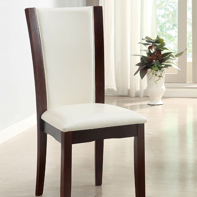 Furniture Of America Manhattan Contemporary Dark Cherry/White Side Chair (2/Box) Model CM3710WH-SC-2PK