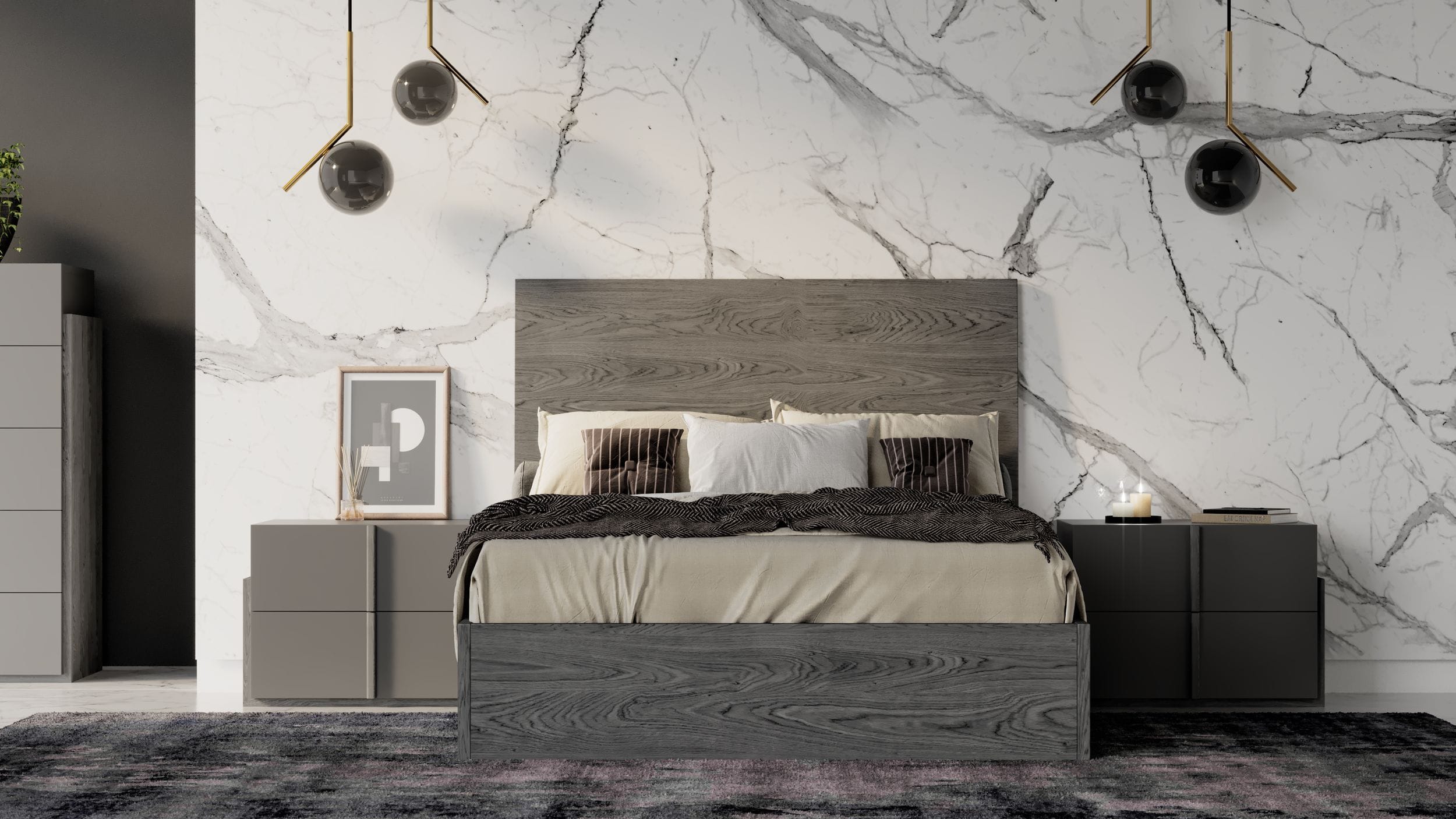 LA Furniture Lucia Full Size Italian Modern Matte Grey / Elm Grey Bed VGACLUCIA-GRY-BED-FULL Contemporary Style by Vig Furnitrue Number 77678 Catch Home Goods