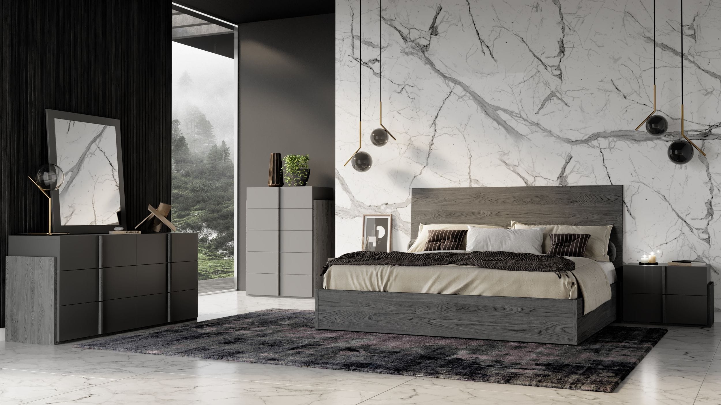 LA Furniture Eastern King Lucia Italian Modern Matte Grey / Elm Grey Bedroom Set VGACLUCIA-SET-EK Contemporary Style by Vig Furnitrue Number 78272 Catch Home Goods