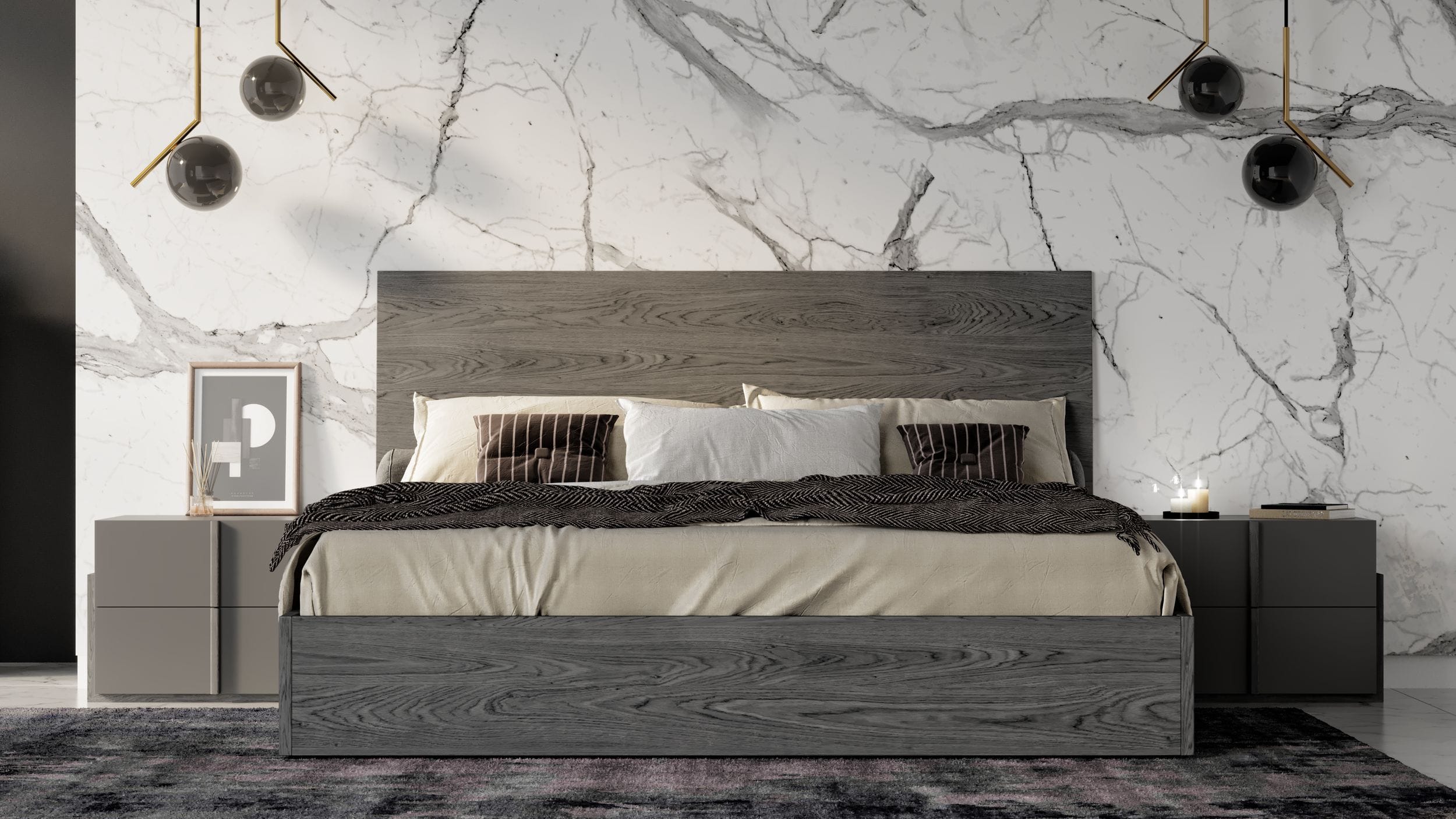 LA Furniture Lucia Eastern King Italian Modern Matte Grey / Elm Grey Bed VGACLUCIA-GRY-BED-EK Contemporary Style by Vig Furnitrue Number 77679 Catch Home Goods
