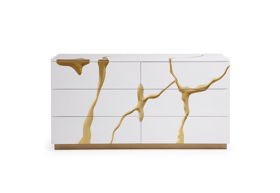 LA Furniture Aspen Modern White & Gold Dresser VGVCJ1801-D-WHT Contemporary Style by Vig Furnitrue Number 75640 Catch Home Goods