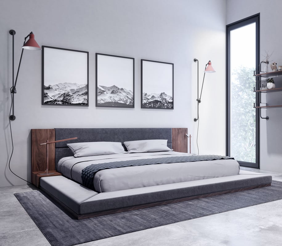 LA Furniture California King Jagger Modern Dark Grey & Walnut Bed VGMABR-55-BED-CK Contemporary Style by Vig Furnitrue Number 78260 Catch Home Goods