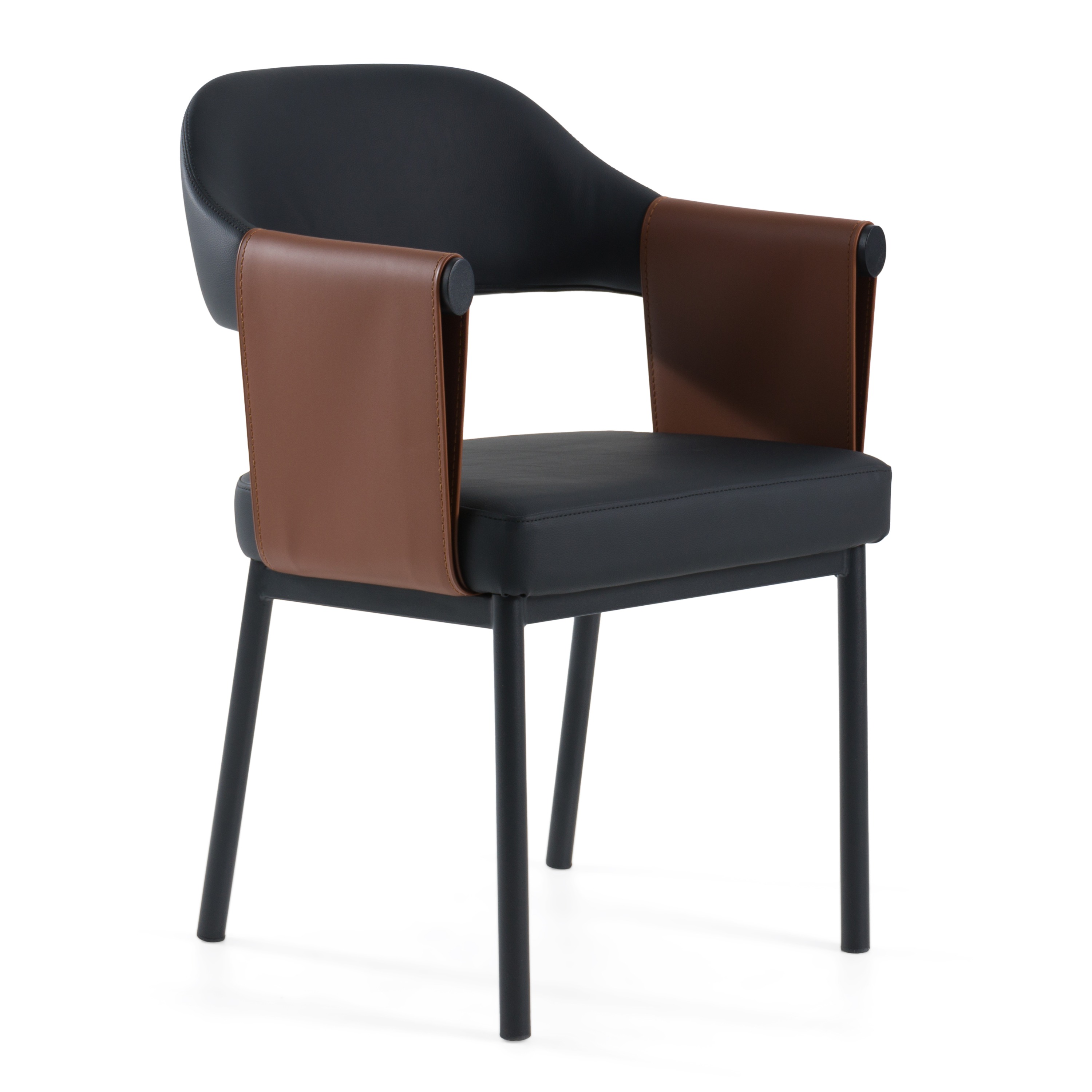 LA Furniture Jensen Modern Black + Camel Vegan Leather Dining Chair VGGA-6261CH-1-BLK Contemporary Style by Vig Furnitrue Number 82741 Catch Home Goods
