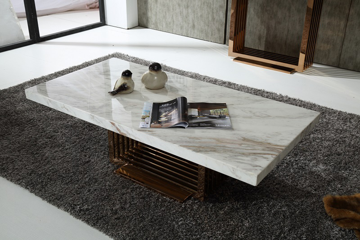LA Furniture Kingsley Modern Marble & Rosegold Coffee Table VGVCCT8933 Contemporary Style by Vig Furnitrue Number 70721 Catch Home Goods