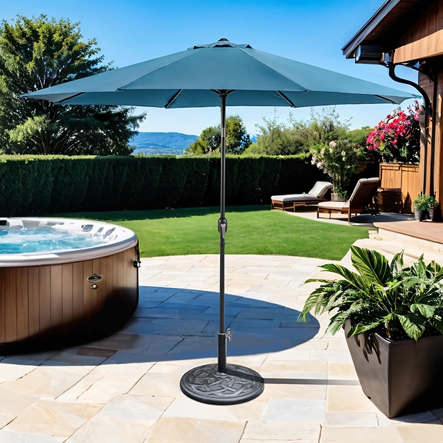 Furniture Of America Mora Contemporary Blue 11' Outdoor Umbrella + 21" Round Base Model LA-A011BL+BASE