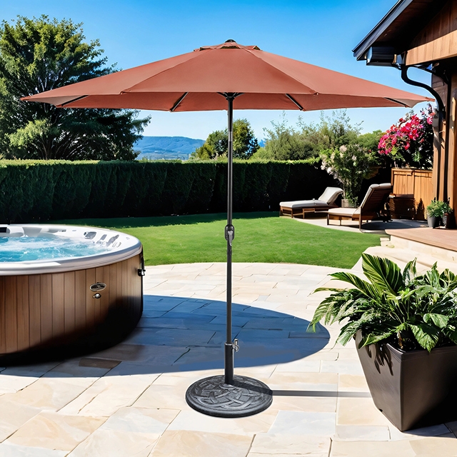 Furniture Of America Mora Contemporary Burgundy 11' Outdoor Umbrella + 21" Round Base Model LA-A011RD+BASE