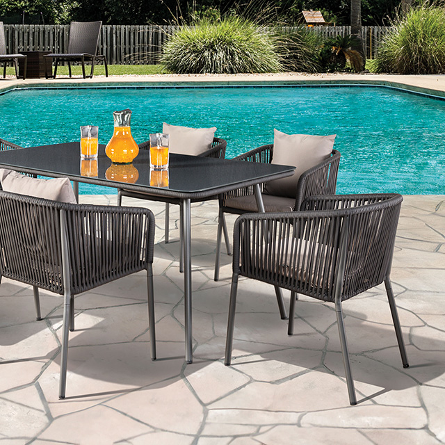 Furniture Of America Tushari Contemporary Dark Gray/Light Gray 8 Pc. Outdoor Dining Set Model LA-A020LG-7PC-Chair