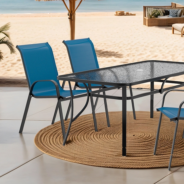Furniture Of America Pierro Transitional Blue 5 Pc. Outdoor Dining Set Model LA-D012BK-5PC-BL-Chair