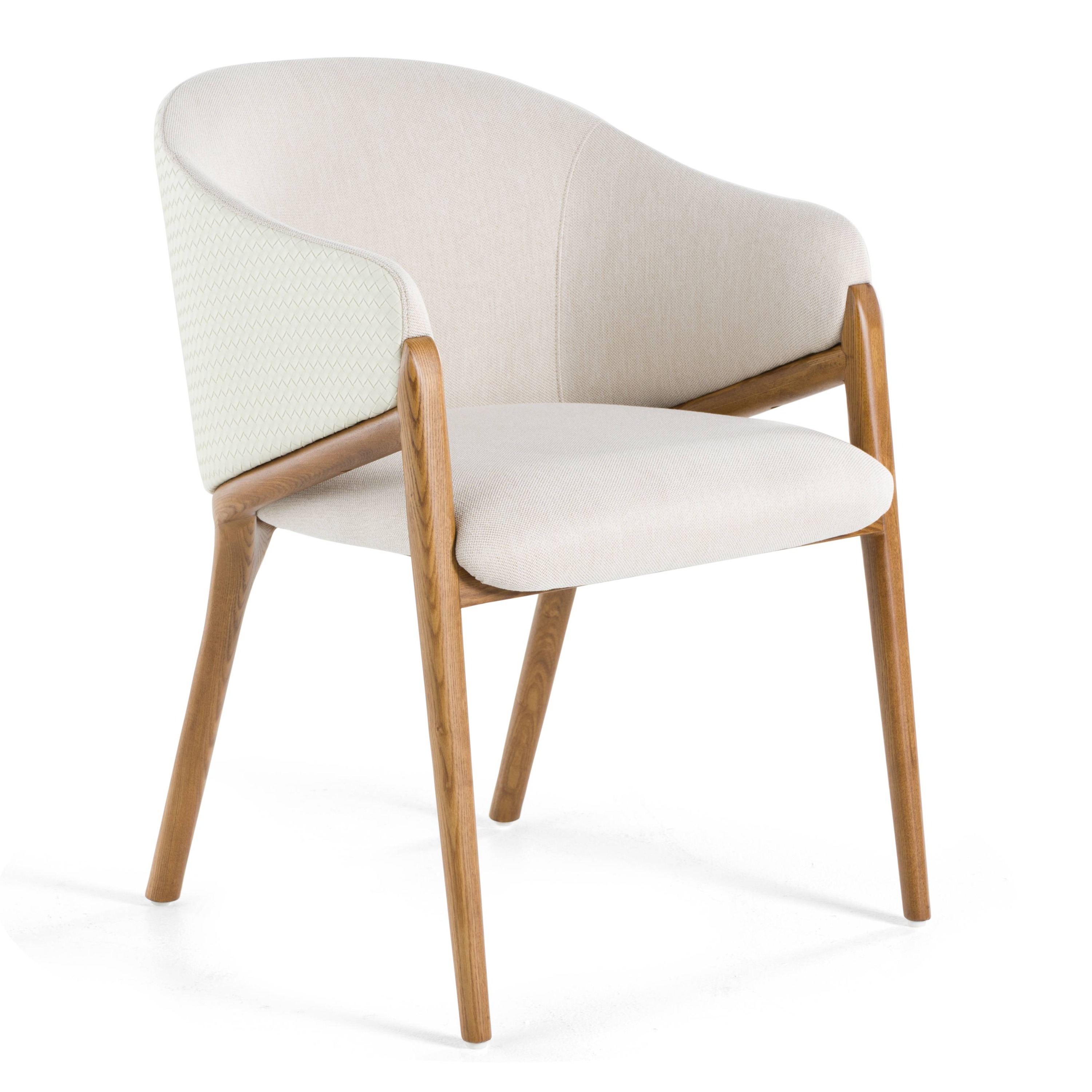 LA Furniture Lunde Cream Fabric and Walnut Arm Dining Chair VGCS-ACH-20071 Contemporary Style by Vig Furnitrue Number 79643 Catch Home Goods