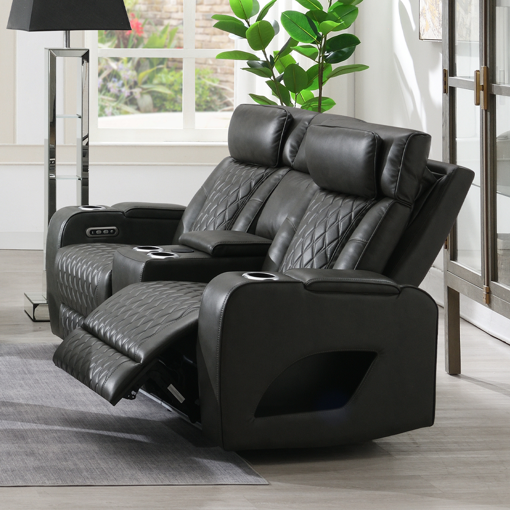 Acme Taddeo Power Motion Loveseat with Console, Speaker, USB, Wireless Charger & LED Model LV06231