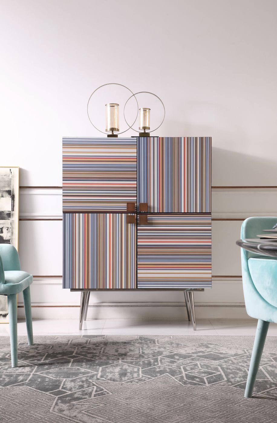 LA Furniture Macoy Modern Multicolor and Black Ash Wine Cabinet VGVCGR2008-WINE Contemporary Style by Vig Furnitrue Number 78531 Catch Home Goods